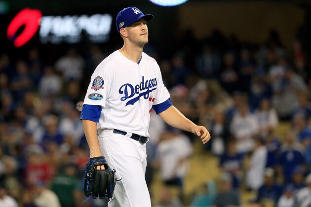 LOS ANGELES, CA - OCTOBER 04: Alex Wood #57 of the Los Angeles Dodgers reacts after being removed from the game during the ninth inning against the Atlanta Braves during Game One of the National League Division Series at Dodger Stadium on October 4, 2018 in Los Angeles, California. (Photo by Sean M. Haffey/Getty Images) LOS ANGELES, CA - OCTOBER 04: Alex Wood #57 of the Los Angeles Dodgers reacts after being removed from the game during the ninth inning against the Atlanta Braves during Game One of the National League Division Series at Dodger Stadium on October 4, 2018 in Los Angeles, California. (Photo by Sean M. Haffey/Getty Images)