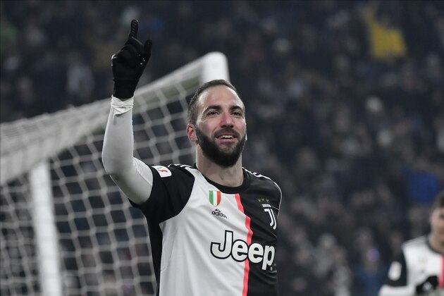 TURIN, ITALY - JANUARY 15: Gonzalo Higuaín of Juventus FC celebrates a goal during the Coppa Italia match between Juventus and Udinese Calcio at Allianz Stadium on January 15, 2020 in Turin, Italy. (Photo by Stefano Guidi/Getty Images)