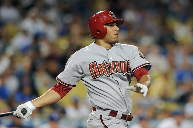 LOS ANGELES, CA - SEPTEMBER 03:   Alex Romero #28 of the Arizona Diamondbacks at bat against the Los Angeles Dodgers at Dodger Stadium on September 3, 2009 in Los Angeles, California.  (Photo by Lisa Blumenfeld/Getty Images)