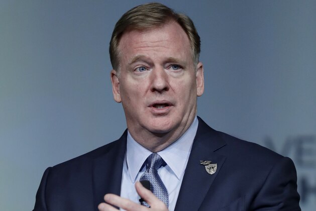 LAS VEGAS, NEVADA - JANUARY 17: NFL Commissioner Roger Goodell speaks during a fireside chat at the Preview Las Vegas business forecasting event at Wynn Las Vegas on January 17, 2020 in Las Vegas, Nevada. The Oakland Raiders will relocate to Las Vegas at the new Allegiant Stadium starting in the 2020 NFL season. (Photo by Isaac Brekken/Getty Images)