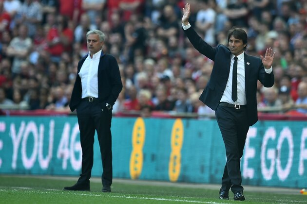 Chelsea's Italian head coach Antonio Conte (R) and Manchester United's Portuguese manager Jose Mourinho watch from the touchline during the English FA Cup final football match between Chelsea and Manchester United at Wembley stadium in London on May 19, 2018. (Photo by Glyn KIRK / AFP) / NOT FOR MARKETING OR ADVERTISING USE / RESTRICTED TO EDITORIAL USE (Photo credit should read GLYN KIRK/AFP via Getty Images) Chelsea's Italian head coach Antonio Conte (R) and Manchester United's Portuguese manager Jose Mourinho watch from the touchline during the English FA Cup final football match between Chelsea and Manchester United at Wembley stadium in London on May 19, 2018. (Photo by Glyn KIRK / AFP) / NOT FOR MARKETING OR ADVERTISING USE / RESTRICTED TO EDITORIAL USE (Photo credit should read GLYN KIRK/AFP via Getty Images)