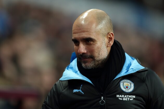 BIRMINGHAM, ENGLAND - JANUARY 12: Manchester City manager / head coach Pep Guardiola during the Premier League match between Aston Villa and Manchester City at Villa Park on January 12, 2020 in Birmingham, United Kingdom. (Photo by James Williamson - AMA/Getty Images)