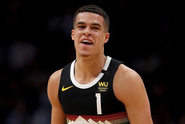 DENVER, COLORADO - JANUARY 15: Michael Porter Jr. #1 of the Denver Nuggets celebrates making a three point basket against the Charlotte Hornets in the second quarter at the Pepsi Center on January 15, 2020 in Denver, Colorado. NOTE TO USER: User expressly acknowledges and agrees that, by downloading and or using this photograph, User is consenting to the terms and conditions of the Getty Images License Agreement. (Photo by Matthew Stockman/Getty Images)