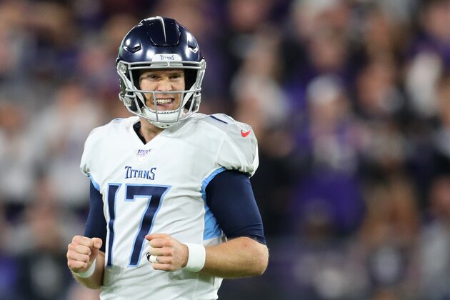 BALTIMORE, MARYLAND - JANUARY 11: Ryan Tannehill #17 of the Tennessee Titans reacts during the AFC Divisional Playoff game against the Baltimore Ravens at M&T Bank Stadium on January 11, 2020 in Baltimore, Maryland. (Photo by Maddie Meyer/Getty Images) BALTIMORE, MARYLAND - JANUARY 11: Ryan Tannehill #17 of the Tennessee Titans reacts during the AFC Divisional Playoff game against the Baltimore Ravens at M&T Bank Stadium on January 11, 2020 in Baltimore, Maryland. (Photo by Maddie Meyer/Getty Images)