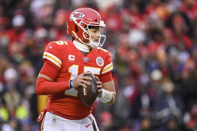 Kansas City Chiefs quarterback Patrick Mahomes (15) scrambles against the Houston Texans during the first half of an NFL football game in Kansas City, Mo., Sunday, Jan. 12, 2020. (AP Photo/Reed Hoffmann) Kansas City Chiefs quarterback Patrick Mahomes (15) scrambles against the Houston Texans during the first half of an NFL football game in Kansas City, Mo., Sunday, Jan. 12, 2020. (AP Photo/Reed Hoffmann)