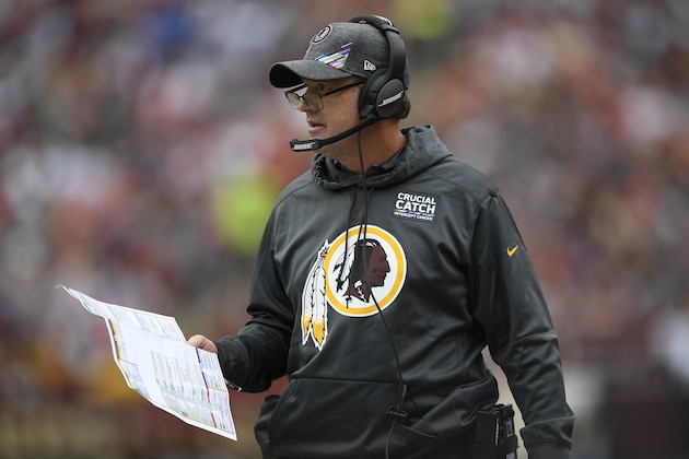 Washington Redskins head coach Jay Gruden watches play against the New England Patriots during the first half of an NFL football game, Sunday, Oct. 6, 2019, in Landover, Md. (AP Photo/Nick Wass) Washington Redskins head coach Jay Gruden watches play against the New England Patriots during the first half of an NFL football game, Sunday, Oct. 6, 2019, in Landover, Md. (AP Photo/Nick Wass)