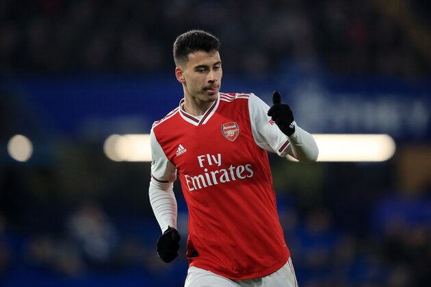 LONDON, ENGLAND - JANUARY 21:  Gabriel Martinelli of Arsenal during the Premier League match between Chelsea FC and Arsenal FC at Stamford Bridge on January 21, 2020 in London, United Kingdom. (Photo by Marc Atkins/Getty Images)
