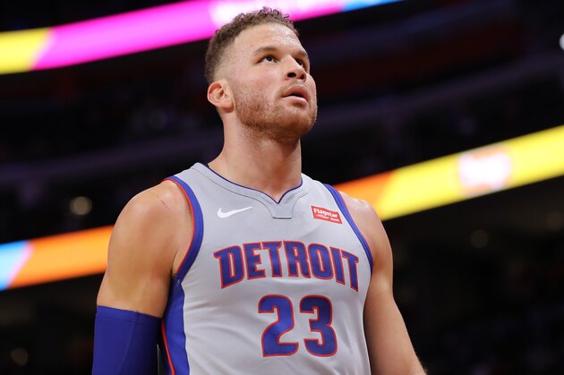 DETROIT, MI - DECEMBER 06: Blake Griffin #23 of the Detroit Pistons looks on in the fourth quarter during a game against the Indiana Pacers at Little Caesars Arena on December 6, 2019 in Detroit, Michigan. NOTE TO USER: User expressly acknowledges and agrees that, by downloading and or using this photograph, User is consenting to the terms and conditions of the Getty Images License Agreement. (Photo by Rey Del Rio/Getty Images) DETROIT, MI - DECEMBER 06: Blake Griffin #23 of the Detroit Pistons looks on in the fourth quarter during a game against the Indiana Pacers at Little Caesars Arena on December 6, 2019 in Detroit, Michigan. NOTE TO USER: User expressly acknowledges and agrees that, by downloading and or using this photograph, User is consenting to the terms and conditions of the Getty Images License Agreement. (Photo by Rey Del Rio/Getty Images)