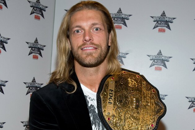 Wrestler Edge attends the 25th Anniversary of WrestleMania press conference at the Hard Rock Cafe, Tuesday, March 31, 2009, in New York. (AP Photo/Charles Sykes)