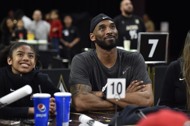 LAS VEGAS, NV - MAY 26: Former NBA player, Kobe Bryant, looks on during the game against the Las Vegas Aces and the Los Angeles Sparks on May 26, 2019 at the Mandalay Bay Events Center in Las Vegas, Nevada. NOTE TO USER: User expressly acknowledges and agrees that, by downloading and or using this photograph, User is consenting to the terms and conditions of the Getty Images License Agreement. Mandatory Copyright Notice: Copyright 2019 NBAE  (Photo by David Becker/NBAE via Getty Images)