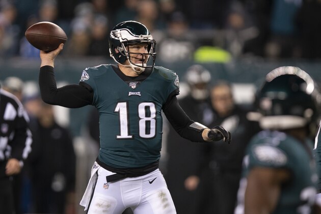 Philadelphia Eagles quarterback Josh McCown (18) in action during an NFL wild-card playoff football game against the Seattle Seahawks, Sunday, Jan. 5, 2020, in Philadelphia. Seattle won 17-9. (AP Photo/Chris Szagola)