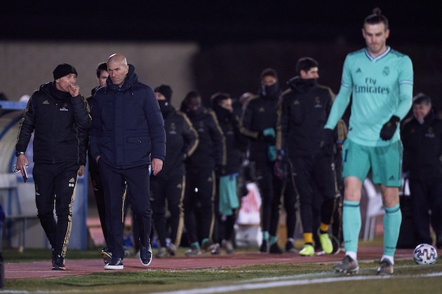 SALAMANCA, SPAIN - JANUARY 22: Zinedine Zidane, Manager of Real Madrid CF looks on during the Copa del Rey round of 32 match between Unionistas CF and Real Madrid CF at stadium of Las Pistas on January 22, 2020 in Salamanca, Spain. (Photo by Quality Sport Images/Getty Images)