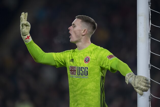 SHEFFIELD, ENGLAND - JANUARY 21: Sheffield United goalkeeper Dean Henderson during the Premier League match between Sheffield United and Manchester City at Bramall Lane on January 21, 2020 in Sheffield, United Kingdom. (Photo by Visionhaus)