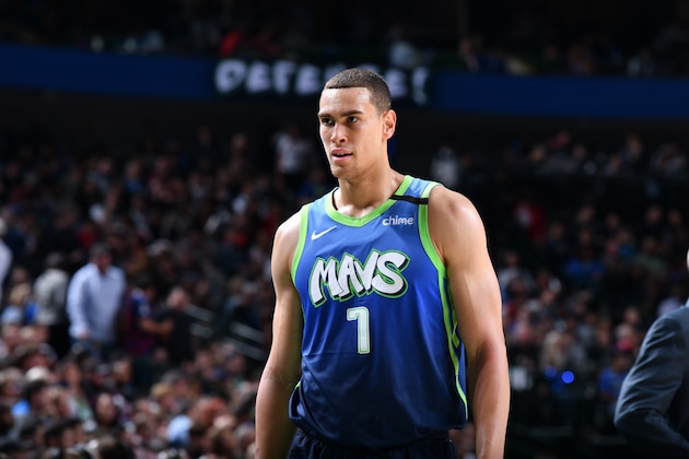 DALLAS, TX - JANUARY 17: Dwight Powell #7 of the Dallas Mavericks looks on during a game against the Portland Trail Blazers on January 17, 2020 at the American Airlines Center in Dallas, Texas. NOTE TO USER: User expressly acknowledges and agrees that, by downloading and or using this photograph, User is consenting to the terms and conditions of the Getty Images License Agreement. Mandatory Copyright Notice: Copyright 2020 NBAE (Photo by Glenn James/NBAE via Getty Images)