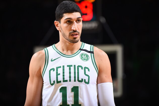 BOSTON, MA - JANUARY 22: Enes Kanter #11 of the Boston Celtics looks on against the Memphis Grizzlies on January 22, 2020 at the TD Garden in Boston, Massachusetts.  NOTE TO USER: User expressly acknowledges and agrees that, by downloading and or using this photograph, User is consenting to the terms and conditions of the Getty Images License Agreement. Mandatory Copyright Notice: Copyright 2020 NBAE  (Photo by Brian Babineau/NBAE via Getty Images)