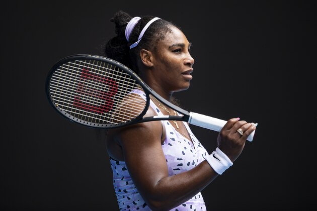MELBOURNE, AUSTRALIA - JANUARY 24: Serena Williams of the United States looks to her team during her third round match against Qiang Wang of China on day five of the 2020 Australian Open at Melbourne Park on January 24, 2020 in Melbourne, Australia. (Photo by TPN/Getty Images)