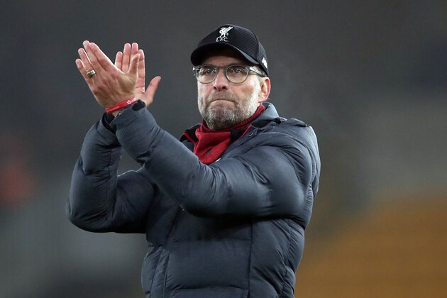 WOLVERHAMPTON, ENGLAND - JANUARY 23: Jurgen Klopp manager of Liverpool during the Premier League match between Wolverhampton Wanderers and Liverpool FC at Molineux on January 23, 2020 in Wolverhampton, United Kingdom. (Photo by Marc Atkins/Getty Images)