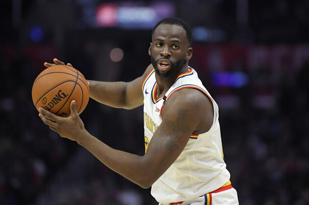 Golden State Warriors forward Draymond Green passes the ball during the second half of an NBA basketball game against the Los Angeles Clippers Friday, Jan. 10, 2020, in Los Angeles. The Clippers won 109-100. (AP Photo/Mark J. Terrill)
