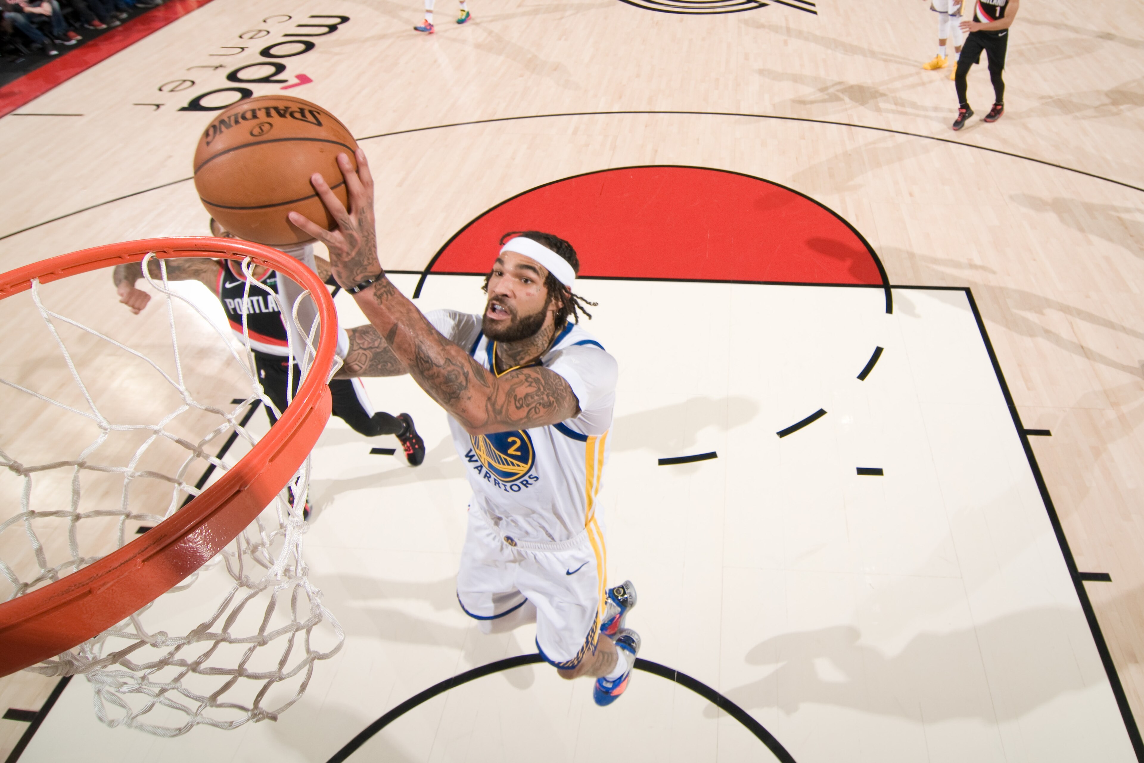 PORTLAND, OR - JANUARY 20: Willie Cauley-Stein #2 of the Golden State Warriors drives to the basket during the game against the Portland Trail Blazers on January 20, 2019 at the Moda Center Arena in Portland, Oregon. NOTE TO USER: User expressly acknowledges and agrees that, by downloading and or using this photograph, user is consenting to the terms and conditions of the Getty Images License Agreement. Mandatory Copyright Notice: Copyright 2020 NBAE (Photo by Cameron Browne/NBAE via Getty Images)