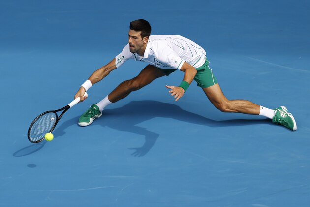 MELBOURNE, AUSTRALIA - JANUARY 26: Novak Djokovic of Serbia in action during his Men's Singles fourth round match against Diego Schwartzman of Argentina on day seven of the 2020 Australian Open at Melbourne Park on January 26, 2020 in Melbourne, Australia. (Photo by Fred Lee/Getty Images) MELBOURNE, AUSTRALIA - JANUARY 26: Novak Djokovic of Serbia in action during his Men's Singles fourth round match against Diego Schwartzman of Argentina on day seven of the 2020 Australian Open at Melbourne Park on January 26, 2020 in Melbourne, Australia. (Photo by Fred Lee/Getty Images)