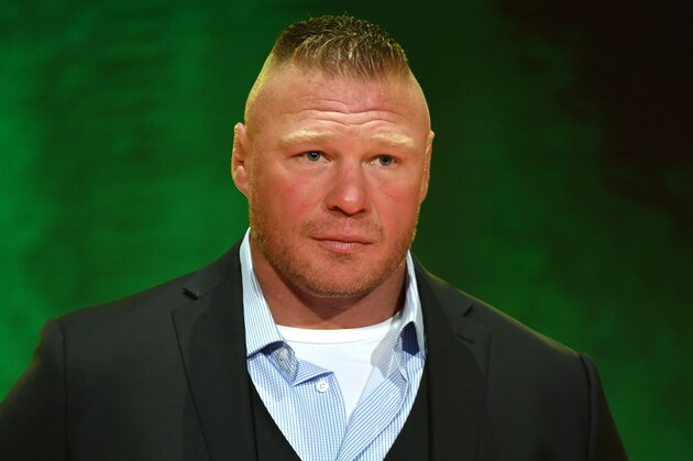 LAS VEGAS, NEVADA - OCTOBER 11:  WWE champion Brock Lesnar speaks during a WWE news conference at T-Mobile Arena on October 11, 2019 in Las Vegas, Nevada. Lesnar will face former UFC heavyweight champion Cain Velasquez and WWE wrestler Braun Strowman will take on heavyweight boxer Tyson Fury at the WWE's Crown Jewel event at Fahd International Stadium in Riyadh, Saudi Arabia on October 31.  (Photo by Ethan Miller/Getty Images)