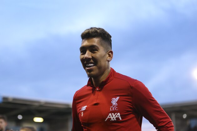 SHREWSBURY, ENGLAND - JANUARY 26: Roberto Firmino of Liverpool during the FA Cup Fourth Round match between Shrewsbury Town and Liverpool at New Meadow on January 26, 2020 in Shrewsbury, England. (Photo by James Baylis - AMA/Getty Images)