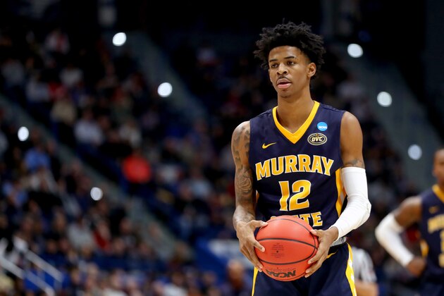 HARTFORD, CONNECTICUT - MARCH 23:  Ja Morant #12 of the Murray State Racers attempts a free throw against the Florida State Seminoles in the second half during the second round of the 2019 NCAA Men's Basketball Tournament at XL Center on March 23, 2019 in Hartford, Connecticut. (Photo by Maddie Meyer/Getty Images)