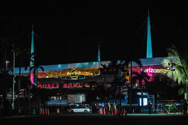 MIAMI, FLORIDA - JANUARY 25: A general view of the main entrance to Hard Rock Stadium prior to Super Bowl LIV on January 25, 2020 in Miami, United States. (Photo by Mark Brown/Getty Images)
