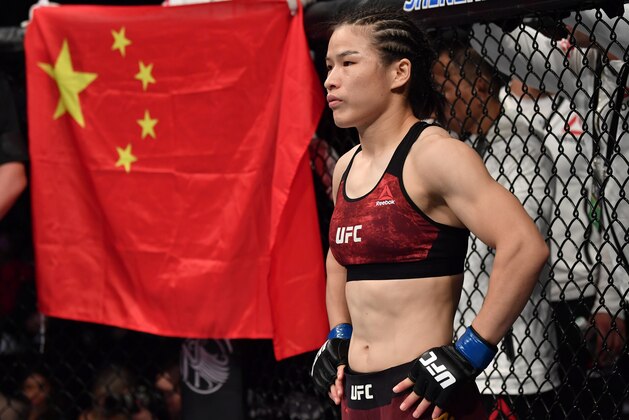 SHENZHEN, CHINA - AUGUST 31:  Zhang Weili of China prepares to fight Jessica Andrade of Brazil in their UFC strawweight championship bout during the UFC Fight Night event at Shenzhen Universiade Sports Centre on August 31, 2019 in Shenzhen, China. (Photo by Brandon Magnus/Zuffa LLC/Zuffa LLC)