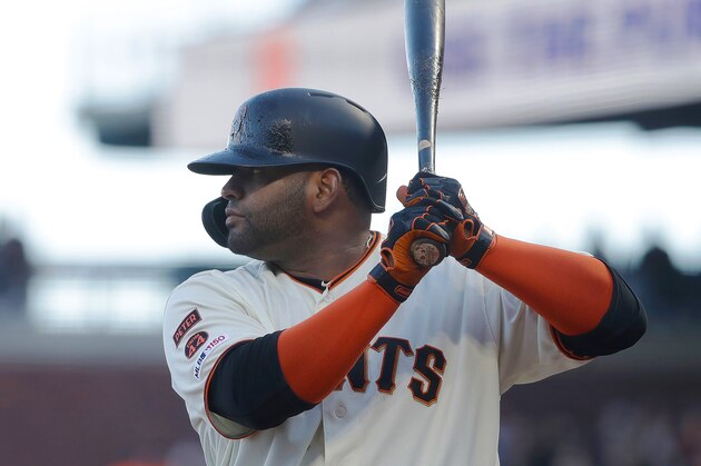 San Francisco Giants' Pablo Sandoval against the Chicago Cubs during a baseball game in San Francisco, Monday, July 22, 2019. (AP Photo/Jeff Chiu)