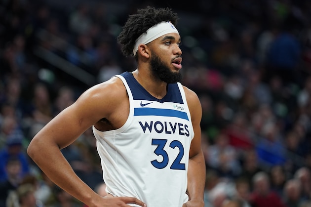 MINNEAPOLIS, MN - DECEMBER 1: Karl-Anthony Towns #32 of the Minnesota Timberwolves looks on during a game against the Memphis Grizzlies on December 1, 2019 at Target Center in Minneapolis, Minnesota. NOTE TO USER: User expressly acknowledges and agrees that, by downloading and or using this Photograph, user is consenting to the terms and conditions of the Getty Images License Agreement. Mandatory Copyright Notice: Copyright 2019 NBAE (Photo by Jordan Johnson/NBAE via Getty Images) MINNEAPOLIS, MN - DECEMBER 1: Karl-Anthony Towns #32 of the Minnesota Timberwolves looks on during a game against the Memphis Grizzlies on December 1, 2019 at Target Center in Minneapolis, Minnesota. NOTE TO USER: User expressly acknowledges and agrees that, by downloading and or using this Photograph, user is consenting to the terms and conditions of the Getty Images License Agreement. Mandatory Copyright Notice: Copyright 2019 NBAE (Photo by Jordan Johnson/NBAE via Getty Images)