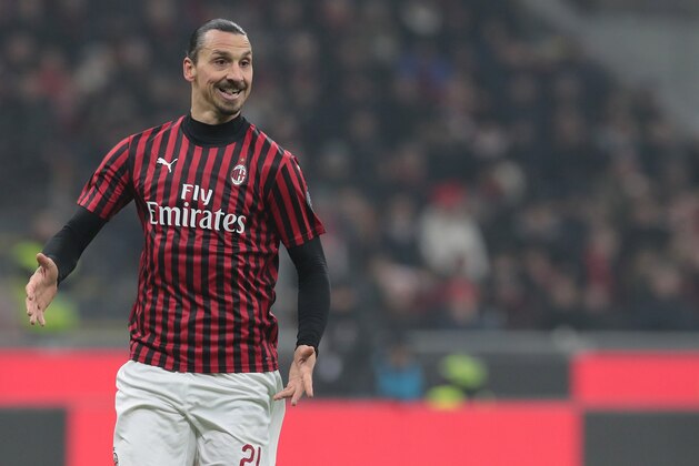 MILAN, ITALY - JANUARY 28:  Zlatan Ibrahimovic of AC Milan gestures during the Coppa Italia Quarter Final match between AC Milan and Torino at San Siro on January 28, 2020 in Milan, Italy.  (Photo by Emilio Andreoli/Getty Images)