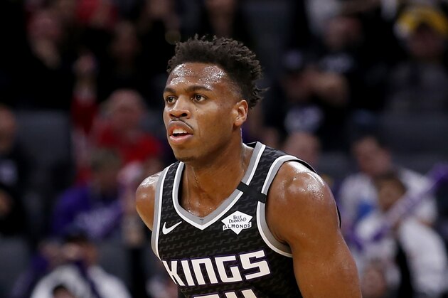 Sacramento Kings guard Buddy Hield during the second half of an NBA basketball game against the Oklahoma City Thunder in Sacramento, Calif., Wednesday, Jan. 29, 2020. The Thunder won 120-100. (AP Photo/Rich Pedroncelli)