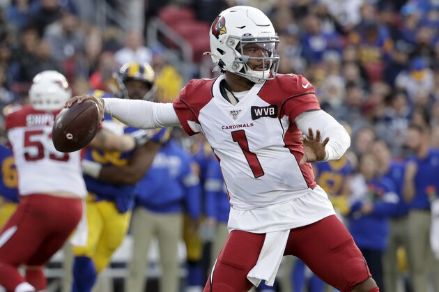 Arizona Cardinals quarterback Kyler Murray passes against the Los Angeles Rams during second half of an NFL football game Sunday, Dec. 29, 2019, in Los Angeles. (AP Photo/Marcio Jose Sanchez)