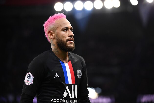 Paris Saint-Germain's Brazilian forward Neymar looks on during the French L1 football match between Paris Saint-Germain (PSG) and Montpellier Herault SC at the Parc des Princes stadium in Paris, on February 1, 2020. (Photo by FRANCK FIFE / AFP) (Photo by FRANCK FIFE/AFP via Getty Images)