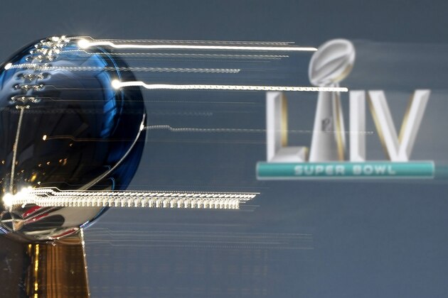 In this image taken with a slow shutter speed, the Vince Lombardi Trophy is displayed before a news conference for the NFL Super Bowl 54 football game Wednesday, Jan. 29, 2020, in Miami. (AP Photo/David J. Phillip) In this image taken with a slow shutter speed, the Vince Lombardi Trophy is displayed before a news conference for the NFL Super Bowl 54 football game Wednesday, Jan. 29, 2020, in Miami. (AP Photo/David J. Phillip)