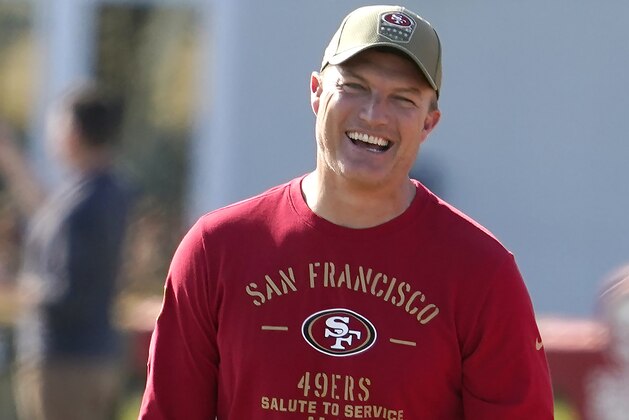 San Francisco 49ers general manager John Lynch watches practice at the team's NFL football training facility in Santa Clara, Calif., Friday, Jan. 24, 2020. The 49ers will face the Kansas City Chiefs in Super Bowl 54. (AP Photo/Tony Avelar)