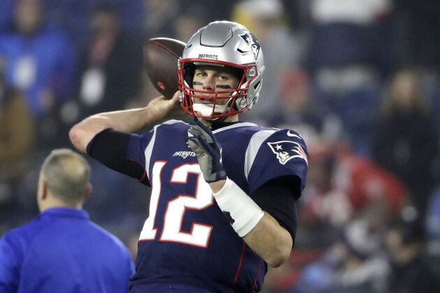 New England Patriots quarterback Tom Brady warms up before an NFL wild-card playoff football game against the Tennessee Titans, Saturday, Jan. 4, 2020, in Foxborough, Mass. (AP Photo/Elise Amendola)