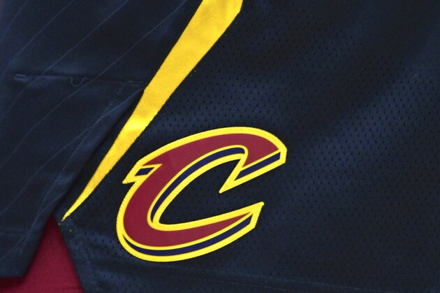 The Cleveland Cavaliers logo on display in the first half of an NBA basketball game between the Cleveland Cavaliers and Los Angeles Clippers, Friday, March 22, 2019, in Cleveland. The Clippers won 110-108. (AP Photo/David Dermer)