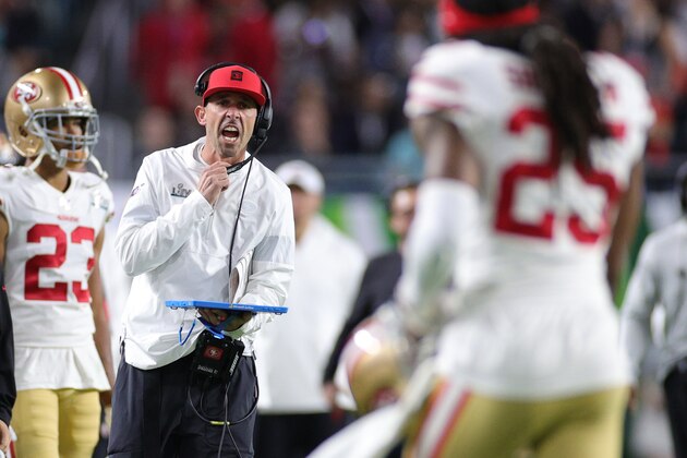 MIAMI, FLORIDA - FEBRUARY 02: Head coach Kyle Shanahan of the San Francisco 49ers reacts against the Kansas City Chiefs during the second quarter in Super Bowl LIV at Hard Rock Stadium on February 02, 2020 in Miami, Florida. (Photo by Maddie Meyer/Getty Images) MIAMI, FLORIDA - FEBRUARY 02: Head coach Kyle Shanahan of the San Francisco 49ers reacts against the Kansas City Chiefs during the second quarter in Super Bowl LIV at Hard Rock Stadium on February 02, 2020 in Miami, Florida. (Photo by Maddie Meyer/Getty Images)