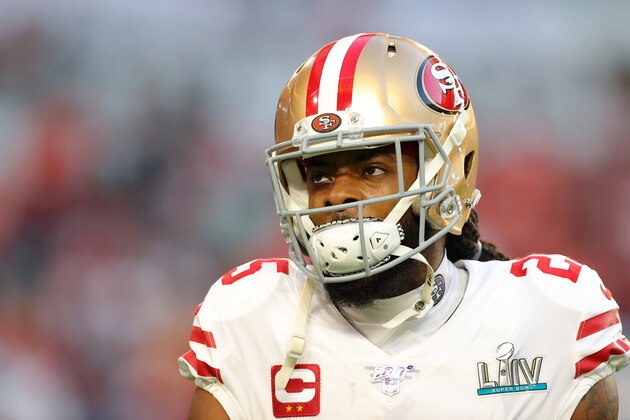 MIAMI, FLORIDA - FEBRUARY 02: Richard Sherman #25 of the San Francisco 49ers warms up prior to Super Bowl LIV against the Kansas City Chiefs at Hard Rock Stadium on February 02, 2020 in Miami, Florida. (Photo by Kevin C. Cox/Getty Images)