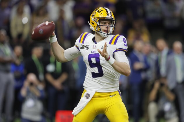 LSU quarterback Joe Burrow passes against Clemson during the second half of a NCAA College Football Playoff national championship game Monday, Jan. 13, 2020, in New Orleans. (AP Photo/Gerald Herbert)