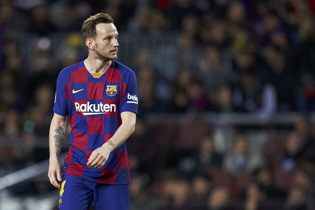 BARCELONA, SPAIN - FEBRUARY 02: Ivan Rakitic of FC Barcelona looks on during the La Liga match between FC Barcelona and Levante UD at Camp Nou on February 02, 2020 in Barcelona, Spain. (Photo by Quality Sport Images/Getty Images)