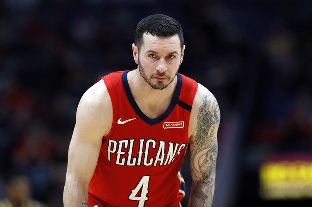 New Orleans Pelicans guard JJ Redick (4) in the second half of an NBA basketball game in New Orleans, Monday, Jan. 6, 2020. The Jazz won 128-126. (AP Photo/Tyler Kaufman)