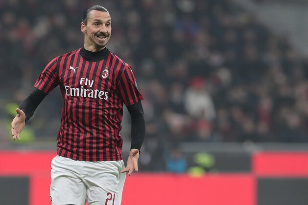 MILAN, ITALY - JANUARY 28:  Zlatan Ibrahimovic of AC Milan gestures during the Coppa Italia Quarter Final match between AC Milan and Torino at San Siro on January 28, 2020 in Milan, Italy.  (Photo by Emilio Andreoli/Getty Images)