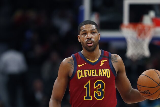 Cleveland Cavaliers center Tristan Thompson brings the ball up court during the first half of an NBA basketball game, Monday, Jan. 27, 2020, in Detroit. (AP Photo/Carlos Osorio) Cleveland Cavaliers center Tristan Thompson brings the ball up court during the first half of an NBA basketball game, Monday, Jan. 27, 2020, in Detroit. (AP Photo/Carlos Osorio)