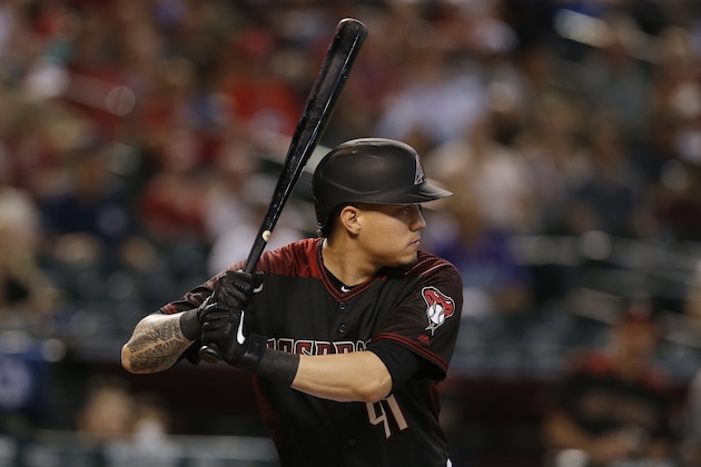 Arizona Diamondbacks second baseman Wilmer Flores (41) in the first inning during a baseball game against the Cincinnati Reds, Sunday, Sept. 15, 2019, in Phoenix. (AP Photo/Rick Scuteri)