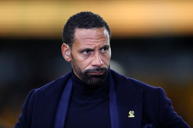 WOLVERHAMPTON, ENGLAND - JANUARY 04: Rio Ferdinand pitchside for BT Sport television during the FA Cup Third Round match between Wolverhampton Wanderers and Manchester United at Molineux on January 04, 2020 in Wolverhampton, England. (Photo by Catherine Ivill/Getty Images) WOLVERHAMPTON, ENGLAND - JANUARY 04: Rio Ferdinand pitchside for BT Sport television during the FA Cup Third Round match between Wolverhampton Wanderers and Manchester United at Molineux on January 04, 2020 in Wolverhampton, England. (Photo by Catherine Ivill/Getty Images)