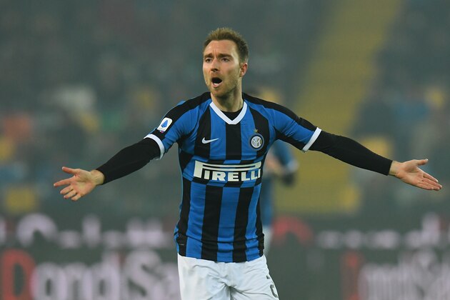 UDINE, ITALY - FEBRUARY 02: Christian Eriksen of FC Internazionale reacts during the Serie A match between Udinese Calcio and  FC Internazionale at Stadio Friuli on February 2, 2020 in Udine, Italy.  (Photo by Alessandro Sabattini/Getty Images)