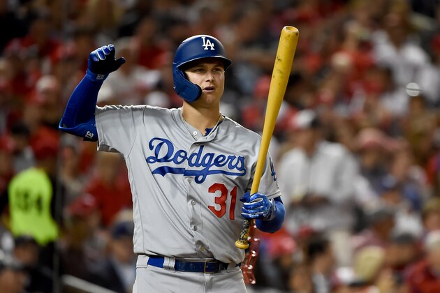 WASHINGTON, DC - OCTOBER 06: Joc Pederson #31 of the Los Angeles Dodgers at bat against the Washington Nationals in game three of the National League Division Series at Nationals Park on October 6, 2019 in Washington, DC. (Photo by Will Newton/Getty Images) WASHINGTON, DC - OCTOBER 06: Joc Pederson #31 of the Los Angeles Dodgers at bat against the Washington Nationals in game three of the National League Division Series at Nationals Park on October 6, 2019 in Washington, DC. (Photo by Will Newton/Getty Images)